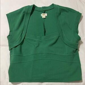 Anthropologie Emerald Green Layered Crop Top
